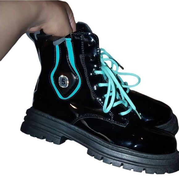 Ladies color block combat boots sz 8 - Picture 10 of 16